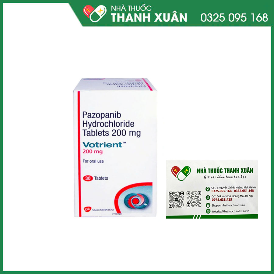 Votrient 200mg thuốc  điều trị ung thư biểu mô tế bào thận (RCC) và ung thư phần mềm (STS)